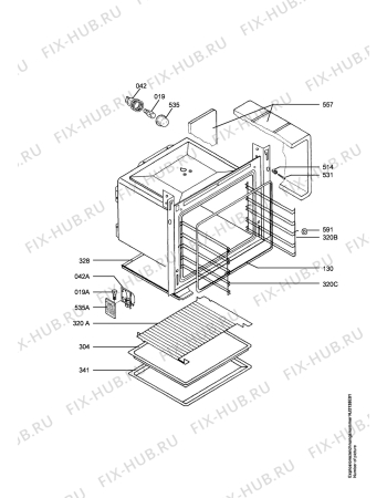 Взрыв-схема плиты (духовки) Electrolux EOB6637X   ELUX SPAI - Схема узла Oven